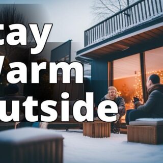 A photo of a patio area with a patio heater in use