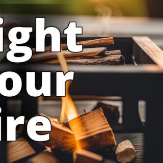 A photo of a person lighting a fire pit with a match or lighter