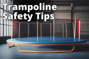 A picture of a trampoline on a concrete surface with safety padding and a safety net would be a good