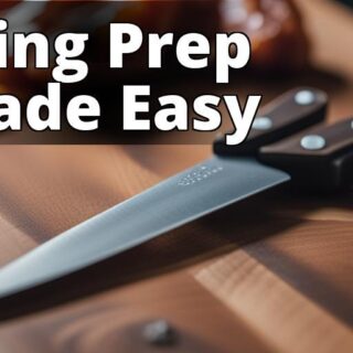 A sharp knife and kitchen scissors on a cutting board with a cleaned and dried chicken wing beside t