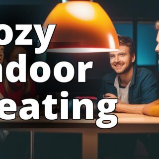 An image of a family or group of people sitting comfortably indoors with an electric patio heater vi