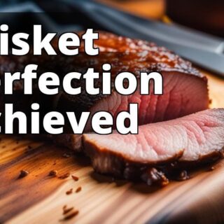 An image of a perfectly cooked brisket with a crispy bark on the outside and juicy