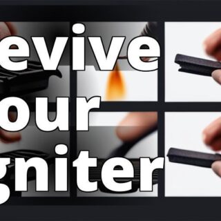 An image of a person cleaning the igniter and burner holes of a Blackstone grill with a small brush.