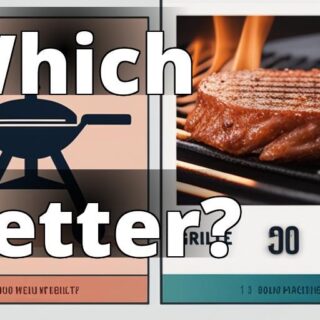 The featured image should be a side-by-side comparison of a pellet grill and a gas grill with a pers