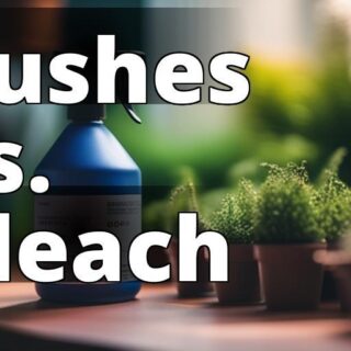 The featured image should contain a garden with bushes and a spray bottle of bleach solution.