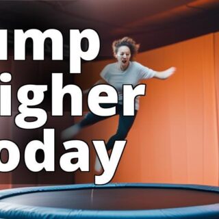 The image should be a high-quality photograph showing a person or people jumping on a trampoline